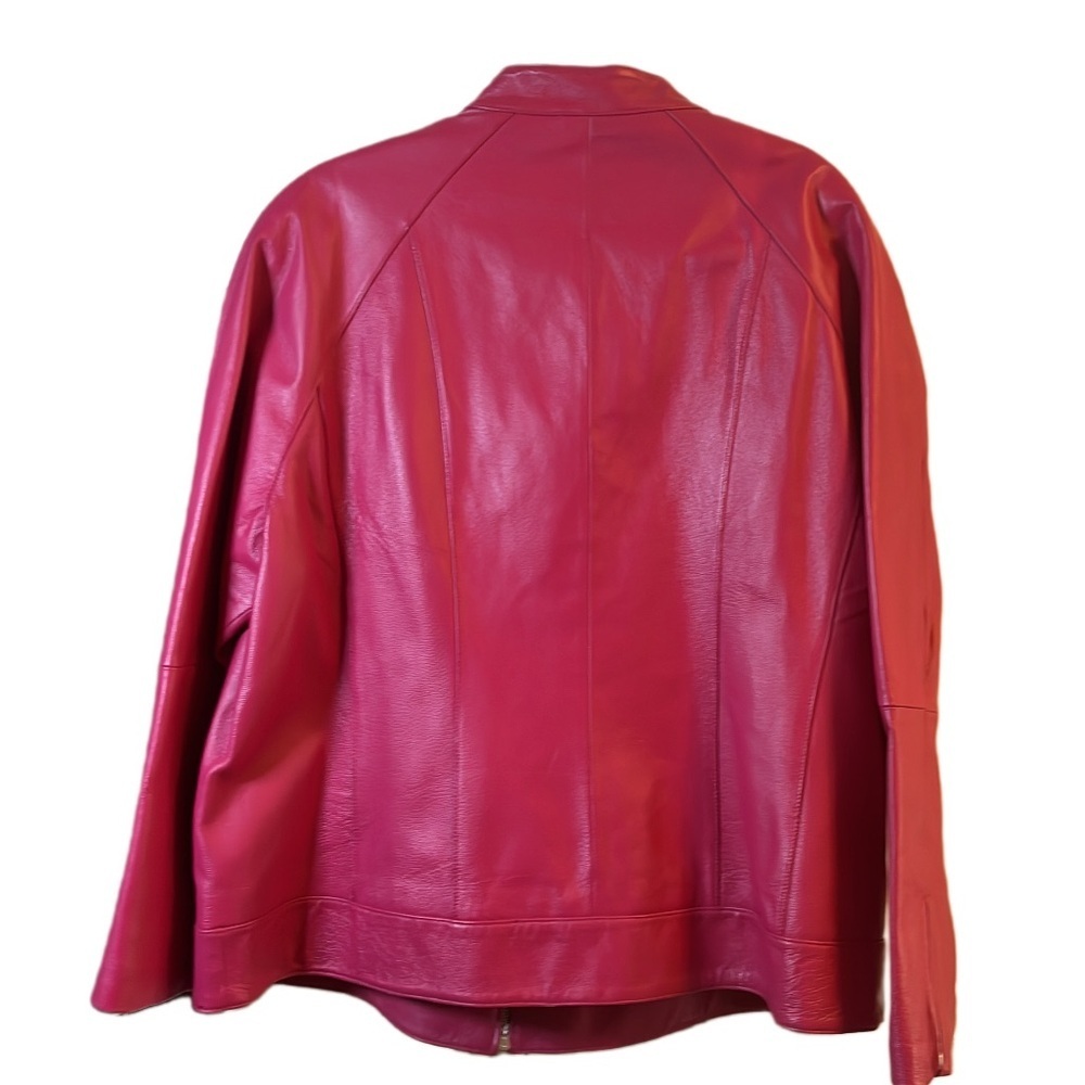 Women's Pink Leather Jacket Size 22 - Picture 2 of 4
